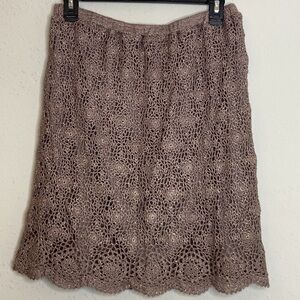 Newport News Brown Metallic Crochet Women's Size XL Skirt